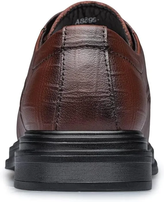 HOOENG Oxford Dress Shoes for Men Lace Up Round Toe Plaid Derby Shoes Vegan Leather Anti-Slip Non Slip Low Top Business