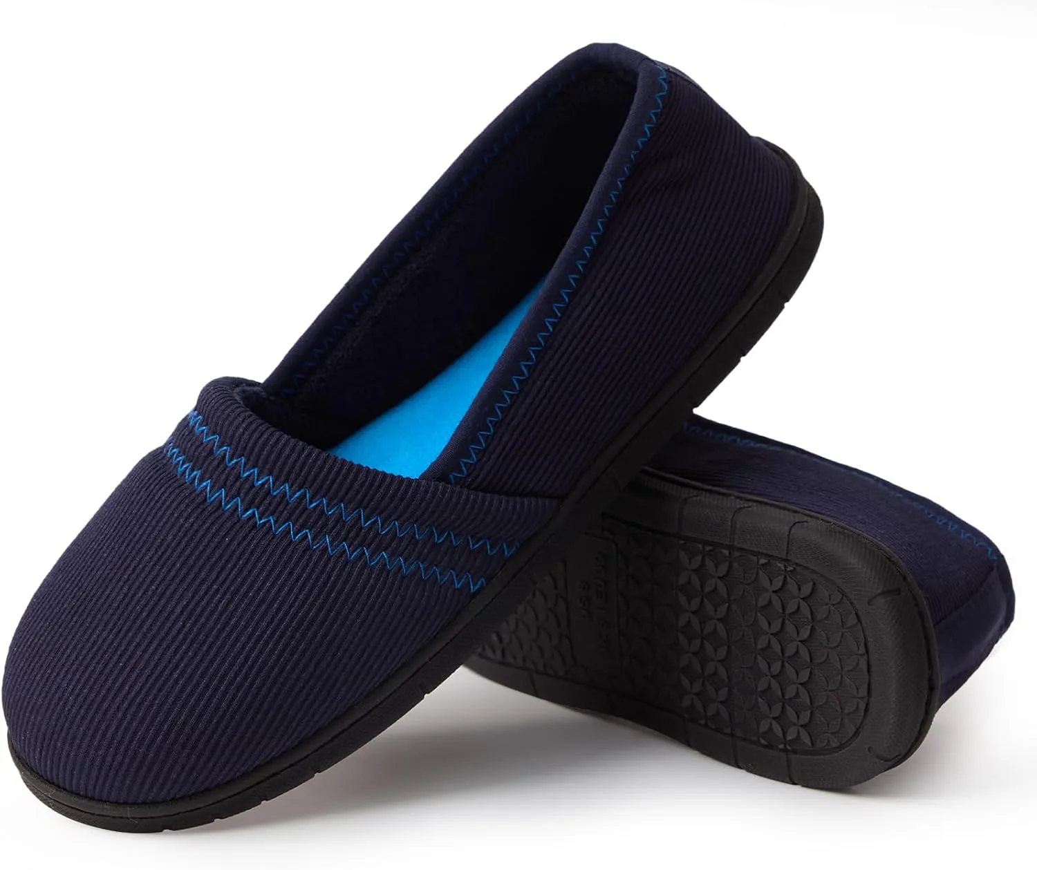 House Shoes for Women Comfy Memory Foam Loafer Slippers for Ladies Non-slip Sole for Comfort Ballet Flat with Closed Back Indoor and Outdoor for All Season Wear DarkGrey NavyBlue US6-US11