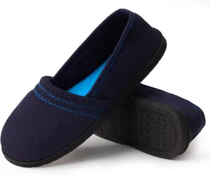 House Shoes for Women Comfy Memory Foam Loafer Slippers for Ladies Non-slip Sole for Comfort Ballet Flat with Closed Back Indoor and Outdoor for All Season Wear DarkGrey NavyBlue US6-US11