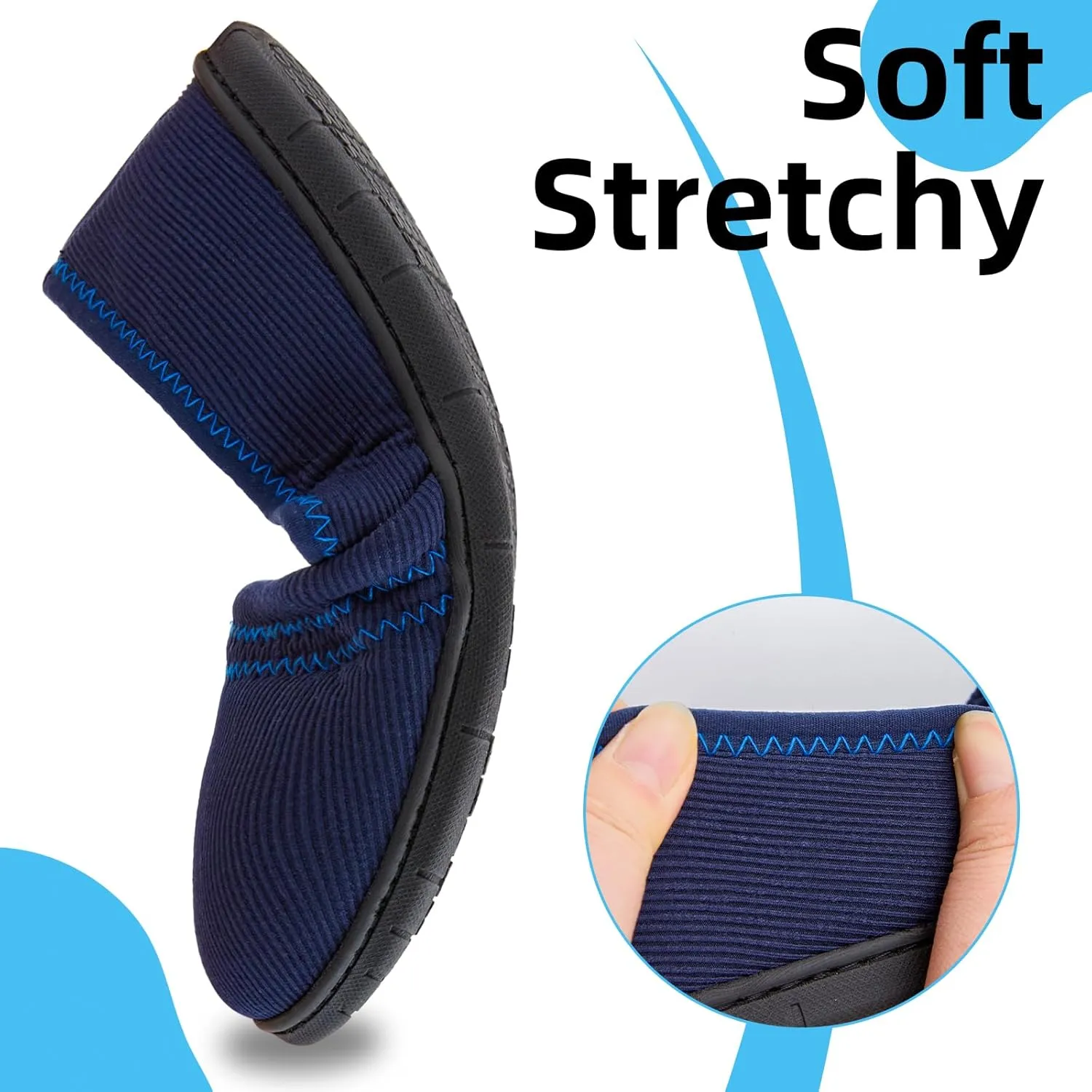 House Shoes for Women Comfy Memory Foam Loafer Slippers for Ladies Non-slip Sole for Comfort Ballet Flat with Closed Back Indoor and Outdoor for All Season Wear DarkGrey NavyBlue US6-US11