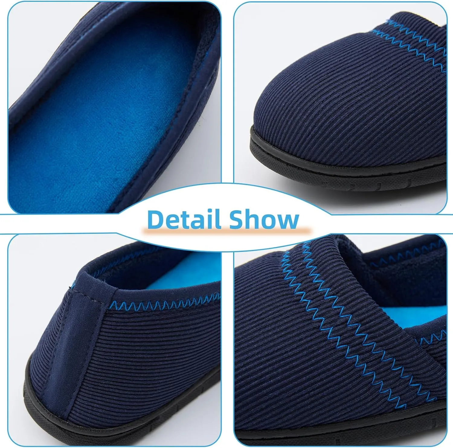 House Shoes for Women Comfy Memory Foam Loafer Slippers for Ladies Non-slip Sole for Comfort Ballet Flat with Closed Back Indoor and Outdoor for All Season Wear DarkGrey NavyBlue US6-US11