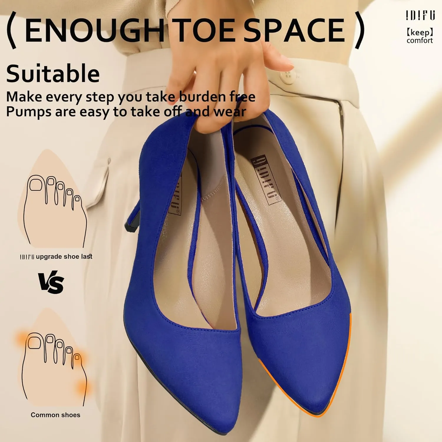 IDIFU IN3 High Heels Pumps Closed Toe Heels Women's Pumps Stiletto Pointed Toe Dress Shoes Wedding Prom Bridal Work Office Bride Bridesmaid Guest Trendy Dressy Fashion Comfortable Classic Pumps Shoes