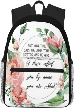 Isaiah 43 1, Fear Not For I Have Redeemed You, Bible Verse Wall Art Casual Backpack – Lightweight Travel Daypack, Multi-Pocket Laptop Hiking Bag, Durable Polyester Pack For Outdoor Camping Cycling
