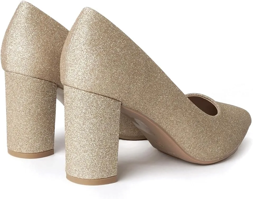 J. Adams Jolie Heels for Women - Closed Pointed Toe Mid Block Heel Classic Pumps