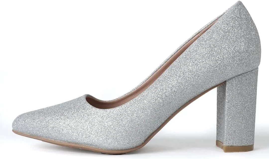 J. Adams Jolie Heels for Women - Closed Pointed Toe Mid Block Heel Classic Pumps