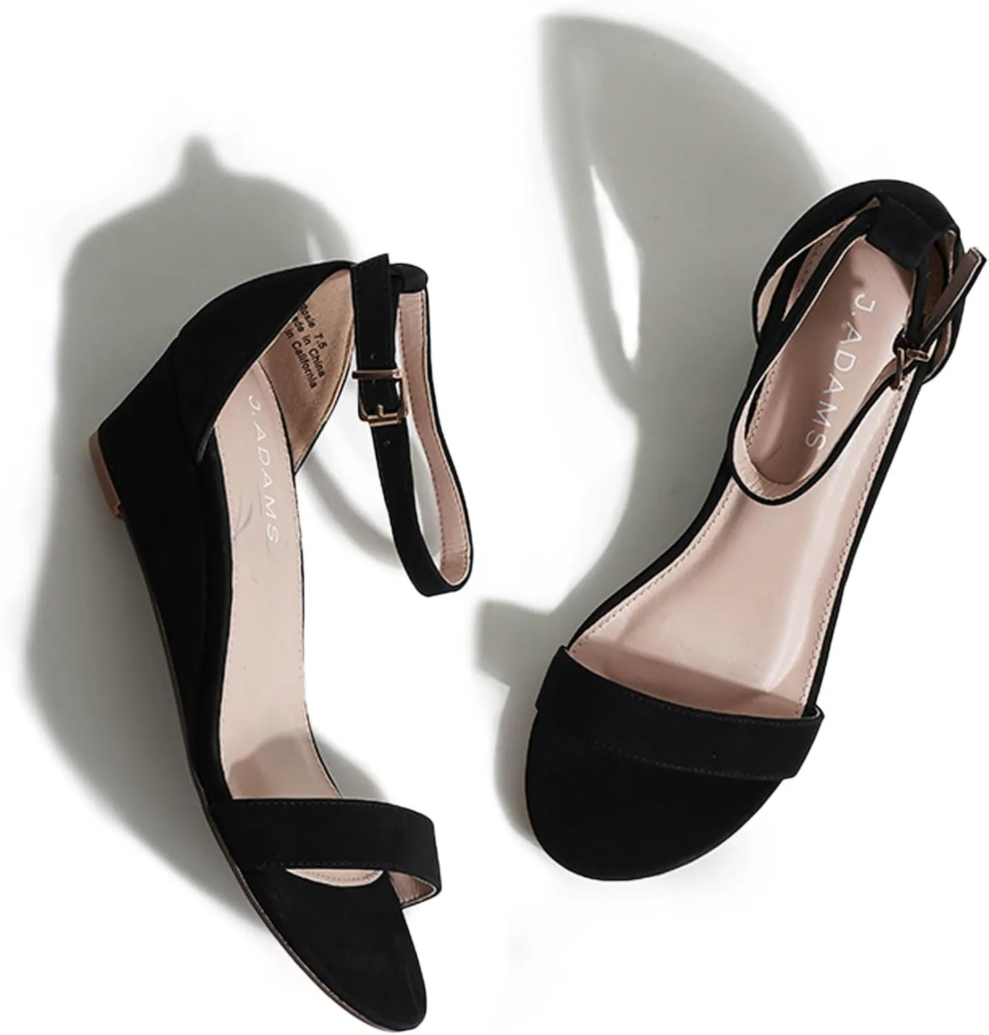 J. Adams Rosie Heeled Sandal – Low Wedge Sandals for Women, Ankle Strap, Dressy Wedding Wedges, Strappy Wedge Shoes, Short Heel Sandals for Bridal, Casual & Formal Wear