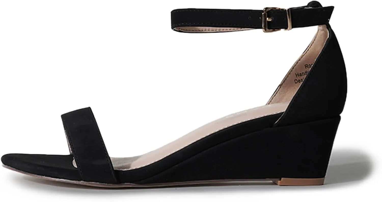 J. Adams Rosie Heeled Sandal – Low Wedge Sandals for Women, Ankle Strap, Dressy Wedding Wedges, Strappy Wedge Shoes, Short Heel Sandals for Bridal, Casual & Formal Wear