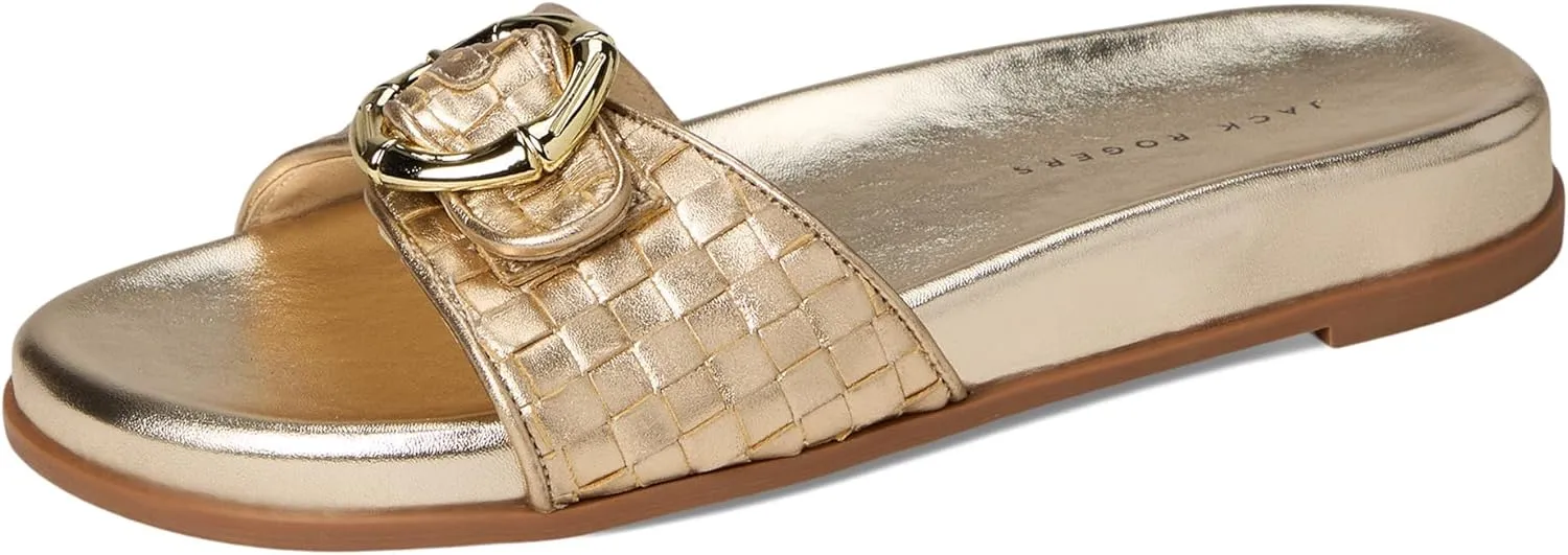 Jack Rogers Women's Essex Slide-Embossed Metallic Leather Sandal