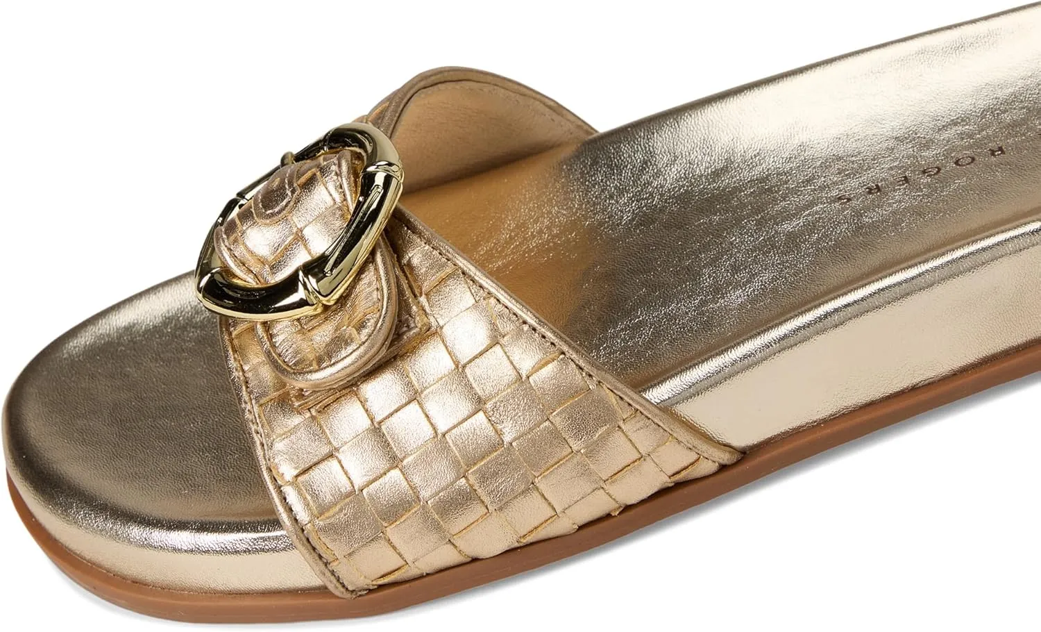 Jack Rogers Women's Essex Slide-Embossed Metallic Leather Sandal