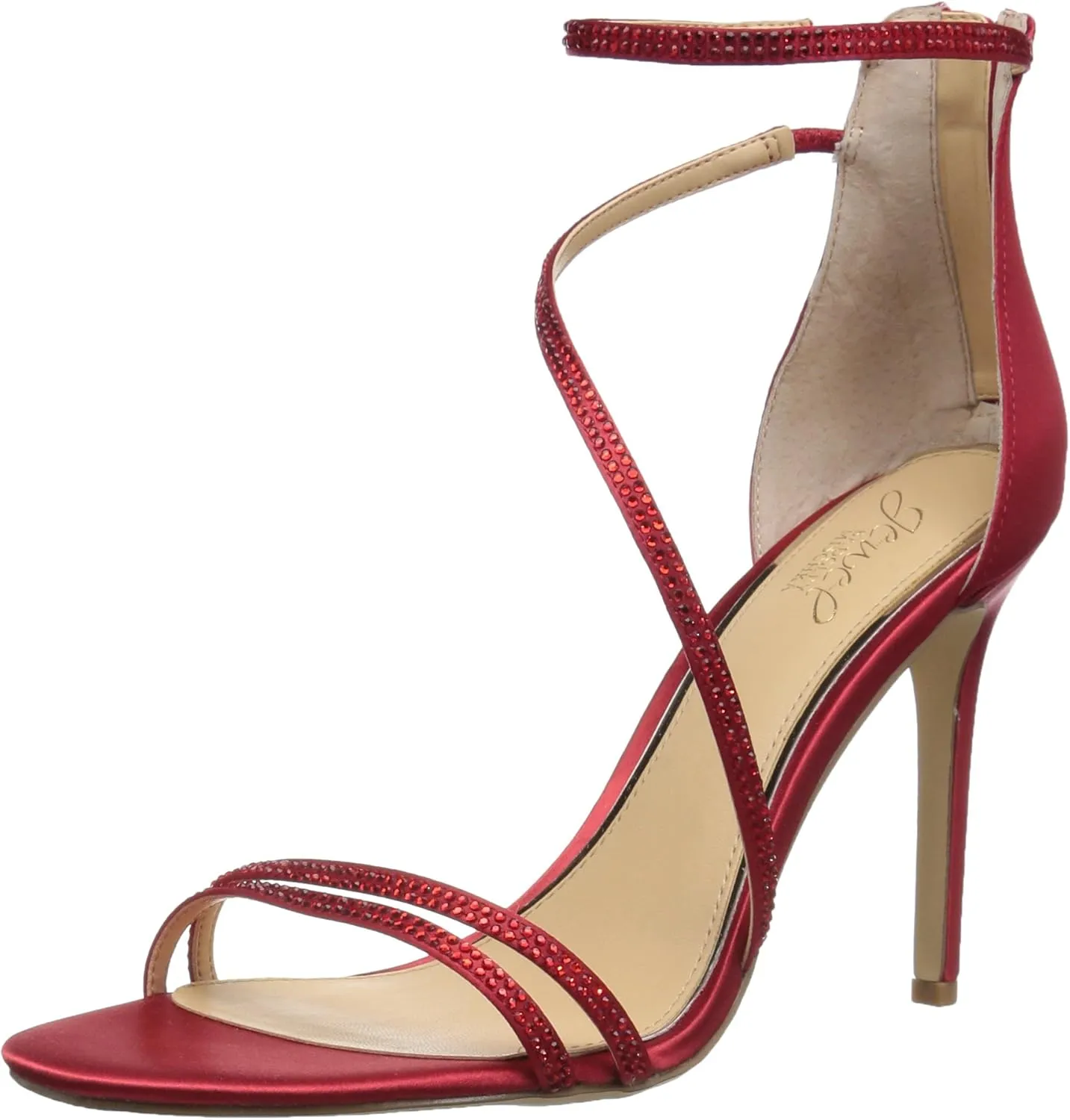 Jewel Badgley Mischka Women's Gail Sandal, red, 9 Medium US