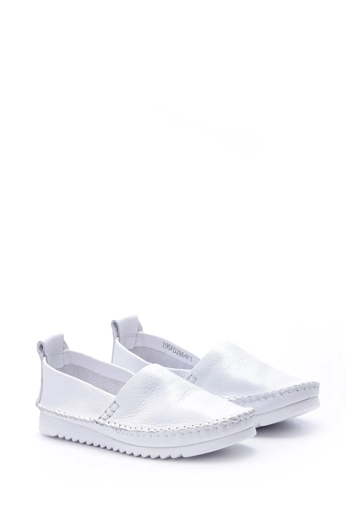 Kadın Dikiş Detaylı Deri Loafer