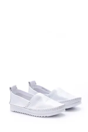 Kadın Dikiş Detaylı Deri Loafer