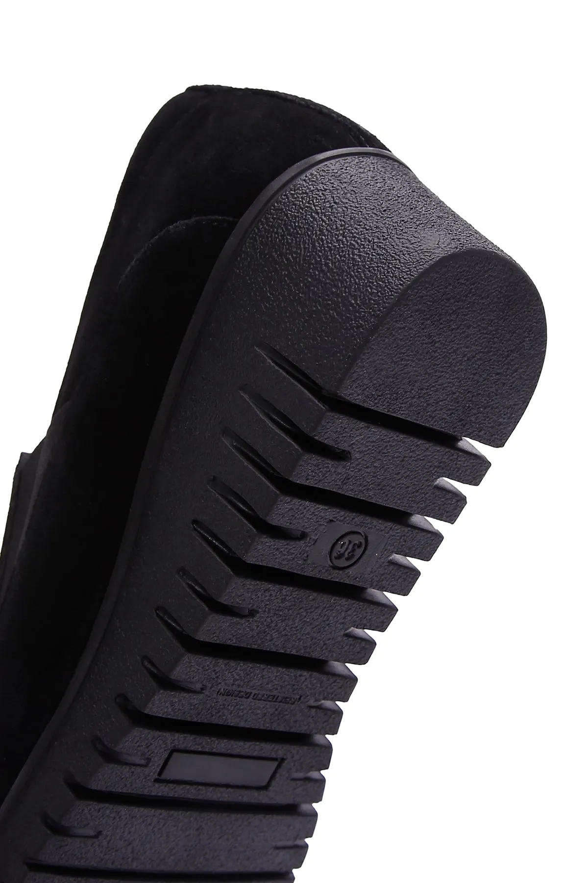 Kadın Siyah Deri Comfort Dolgu Topuklu Loafer