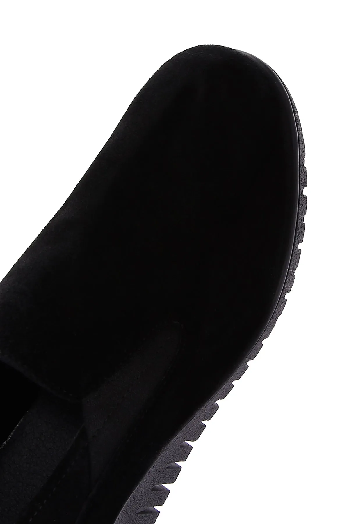 Kadın Siyah Deri Comfort Dolgu Topuklu Loafer