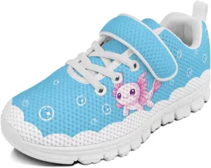 Kids Sneakers Cute Animals Print Sports Shoes for Girls Athletic Shoes Mesh Walking Shoes Non Slip Tennis Pop Shoes Single Buckle Sneakers