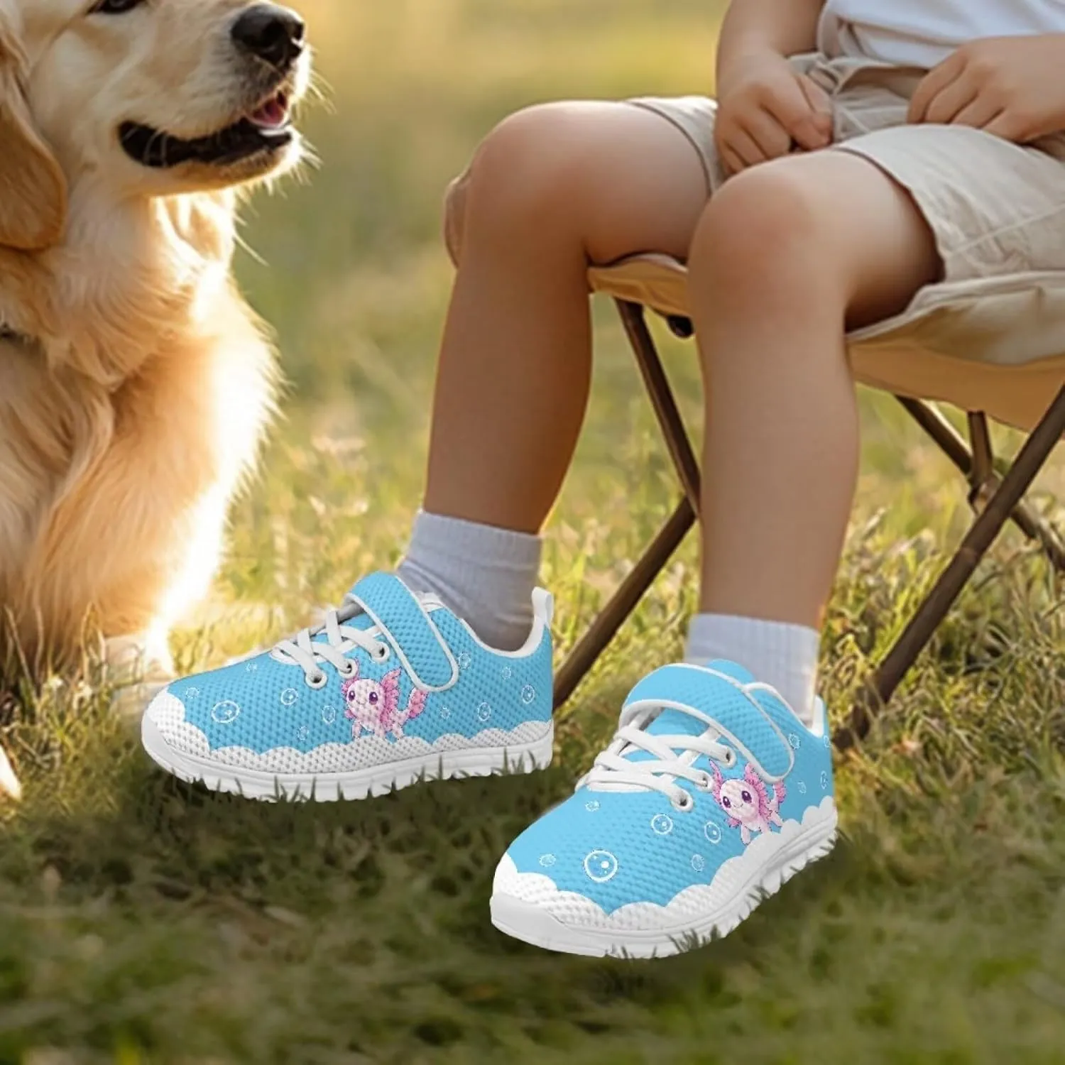 Kids Sneakers Cute Animals Print Sports Shoes for Girls Athletic Shoes Mesh Walking Shoes Non Slip Tennis Pop Shoes Single Buckle Sneakers