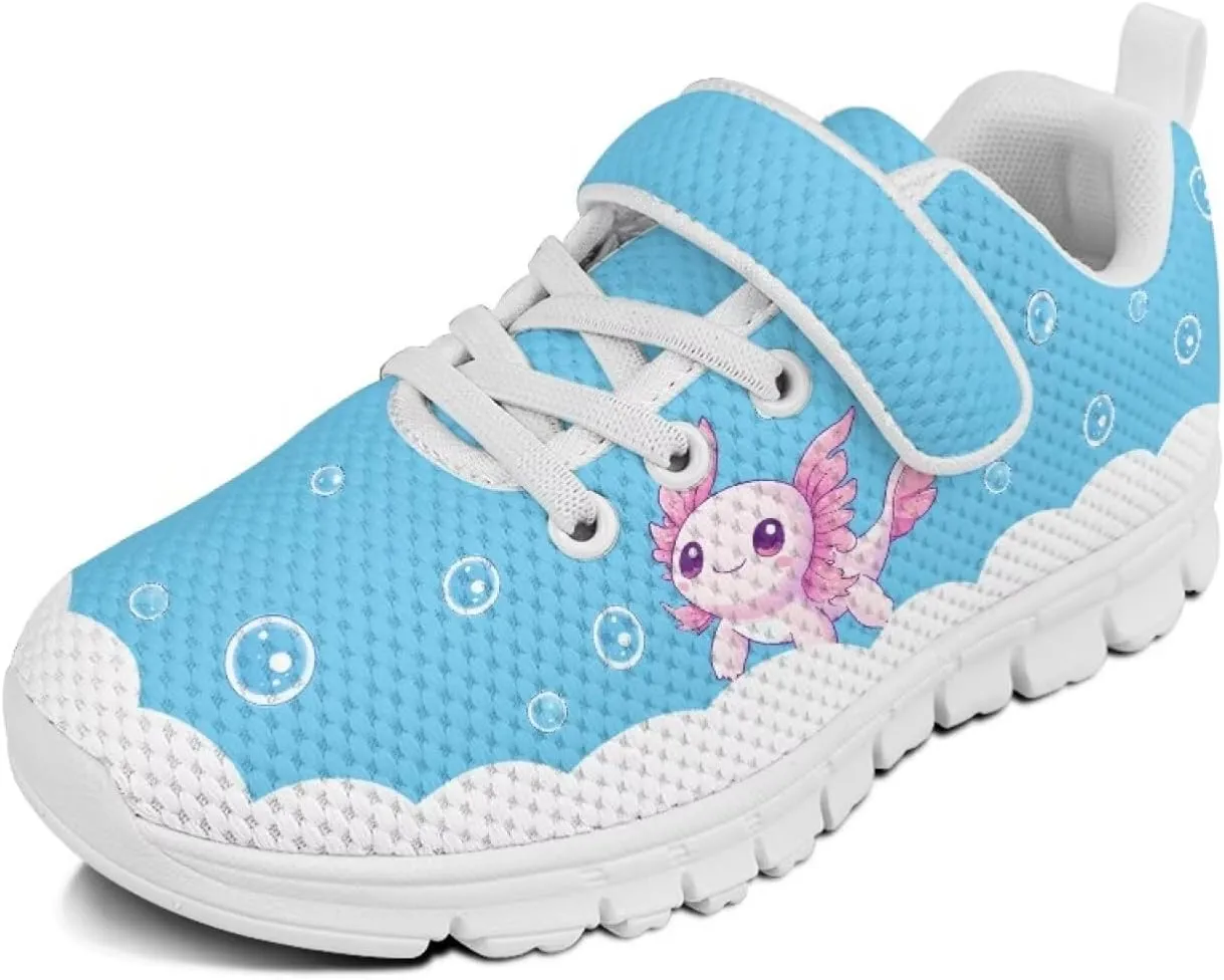 Kids Sneakers Cute Animals Print Sports Shoes for Girls Athletic Shoes Mesh Walking Shoes Non Slip Tennis Pop Shoes Single Buckle Sneakers