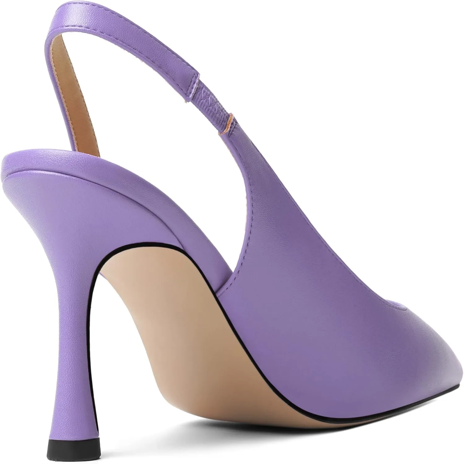 KUOARN Womens Slingback Dating Fashion Solid Slip On Pointed Toe Matte Stiletto High Heel Pumps Shoes 3.3 Inch