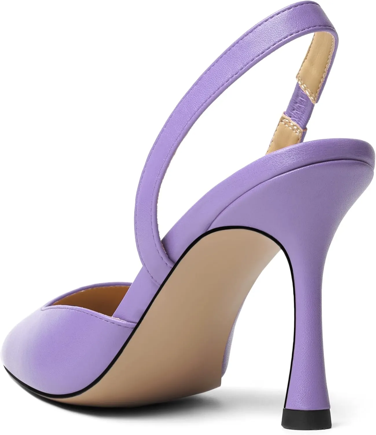 KUOARN Womens Slingback Dating Fashion Solid Slip On Pointed Toe Matte Stiletto High Heel Pumps Shoes 3.3 Inch