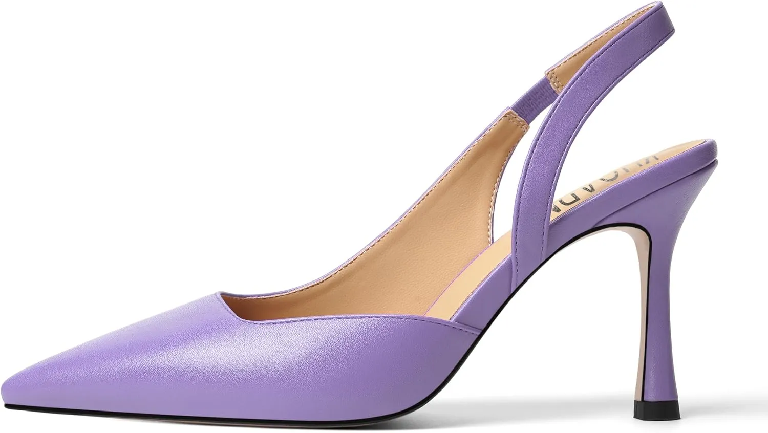 KUOARN Womens Slingback Dating Fashion Solid Slip On Pointed Toe Matte Stiletto High Heel Pumps Shoes 3.3 Inch