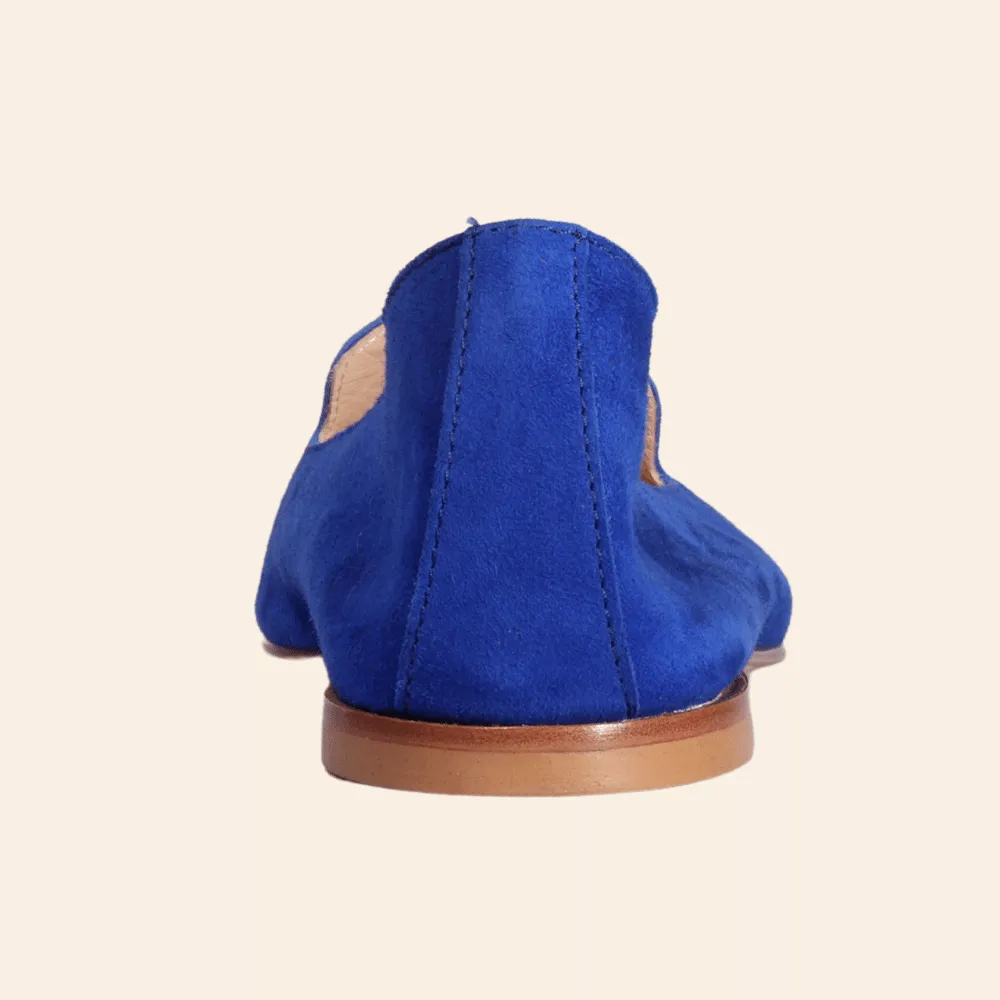 Ladies Genuine Suede Leather Ballerina Pump with Tassels in Bluette by Aliverti (ESE328)
