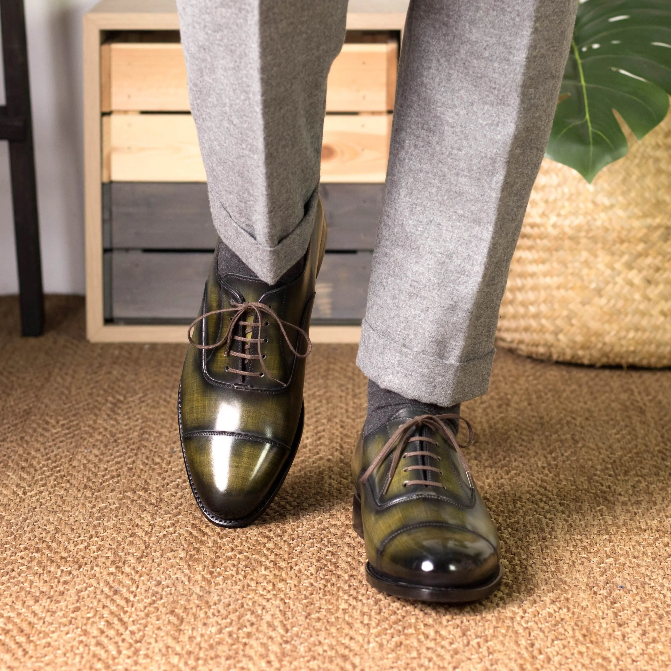 Leather Oxford Zurigo │ Khaki Patina