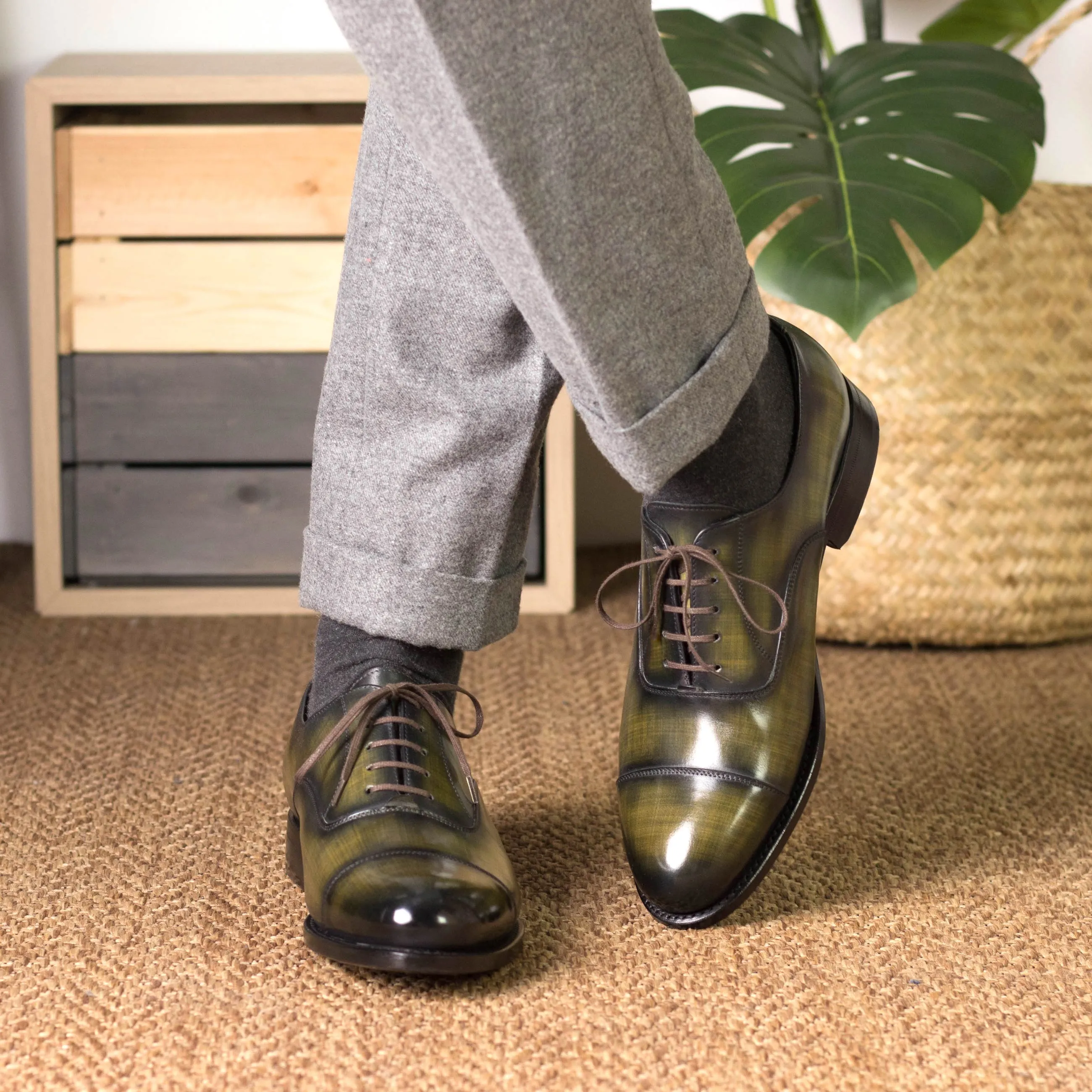 Leather Oxford Zurigo │ Khaki Patina