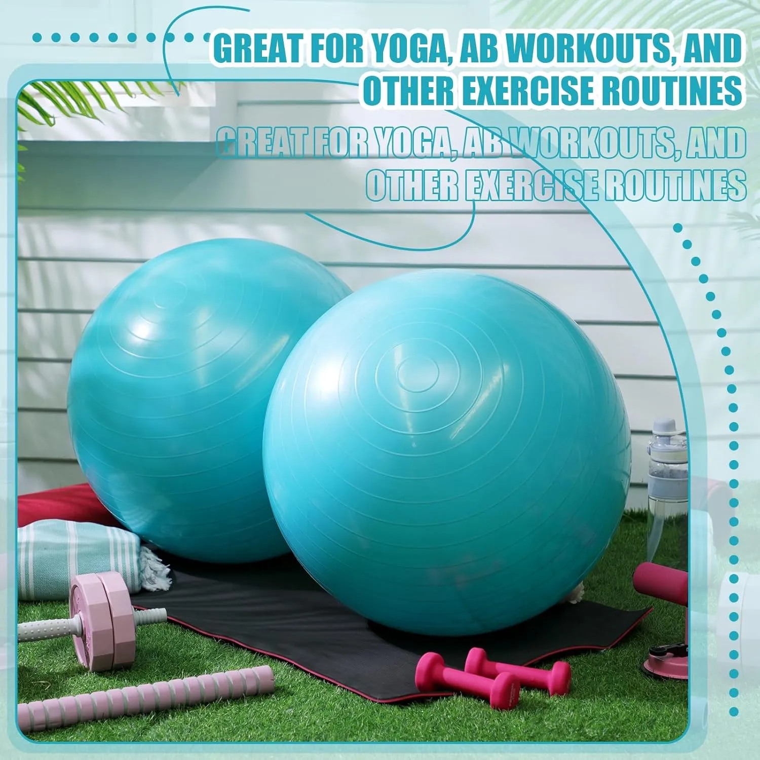 Leyndo 2 Pcs Yoga Ball Exercise Ball Large 26 Inch Exercise Anti Burst Birthing Fitness Ball with Pump, 26 Inches/ 65 cm for Improved Posture, Balance, Yoga, Pilates, Training