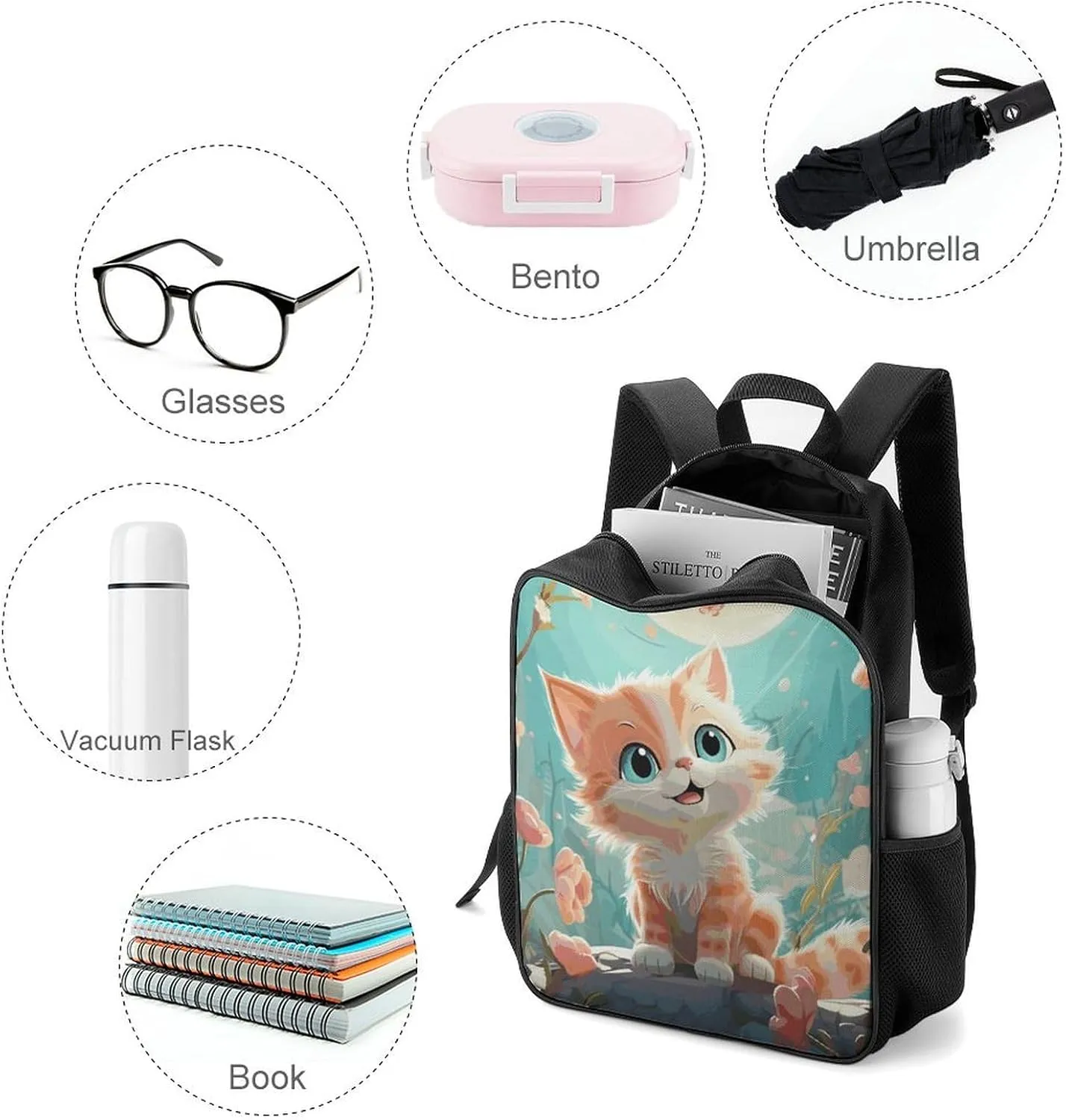 Lightweight Backpacks Cute Travel Bag Durable Cute Cats Printing Small Travel Backpack For Women & Men