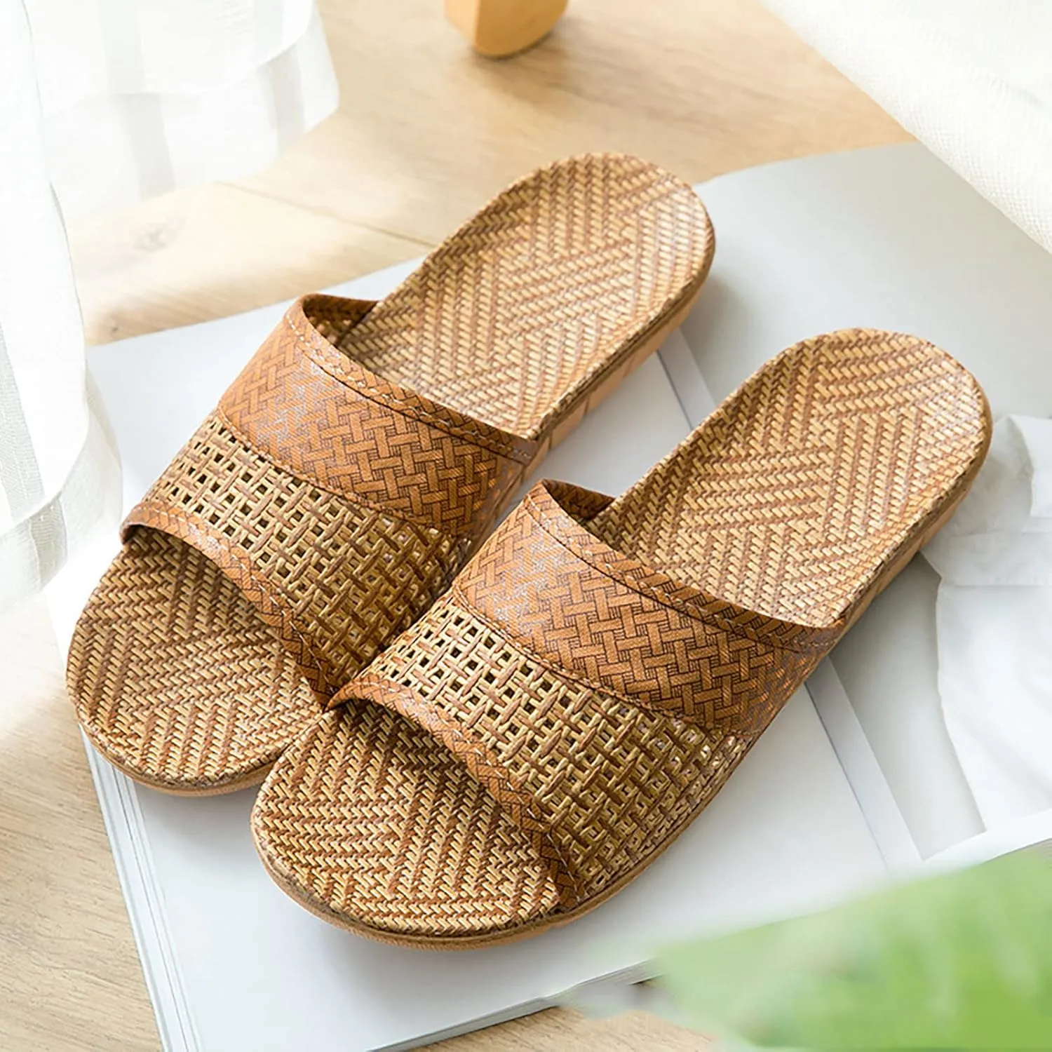 Linen Home Slippers Casual Sandals Couples Summer Tiger Pattern Home Interior Slip Thick Sole Floor Linen Slippers