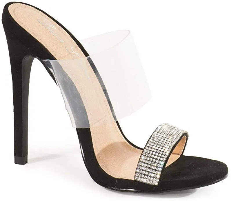 Lorraine Clear Dress Sandals Formal Premium selection Risk-free returns Cuff Band Heeled Lauren Mule Rhinestone Les