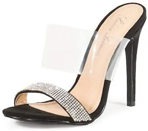 Lorraine Clear Dress Sandals Formal Premium selection Risk-free returns Cuff Band Heeled Lauren Mule Rhinestone Les