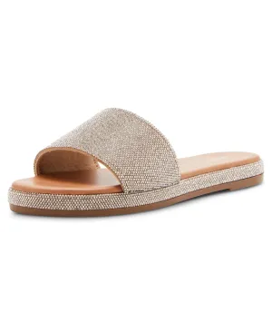 Madden Girl Women's Lizaa Slide Sandal, Silver Multi, 6.5