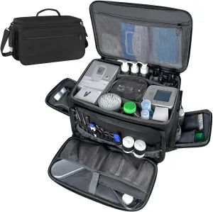 Mancro Medical Bag, Medical Equipment Bag Empty with Nonslip Bottom, Removable Shoulder Strap, Water-Resistant Home Health Nurse Bag for Medical Student, Therapist, Black