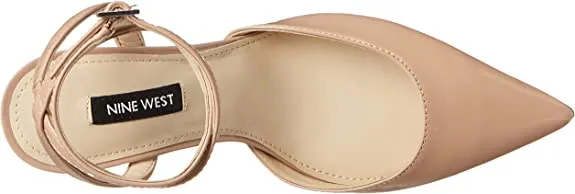 Medium Holiday savings Toe Heel Client satisfaction Harlowe Pumps Strap Nine Pointy West Leather Ankle Spool Natural