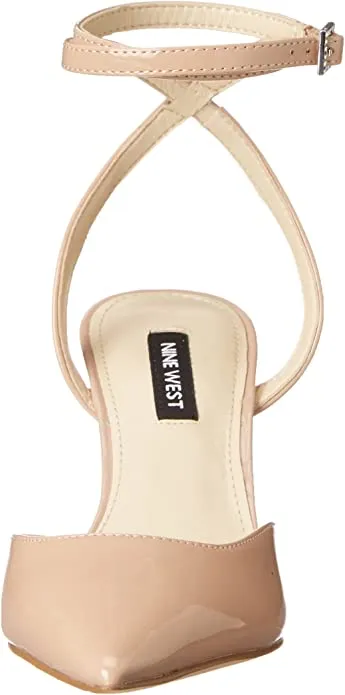 Medium Holiday savings Toe Heel Client satisfaction Harlowe Pumps Strap Nine Pointy West Leather Ankle Spool Natural