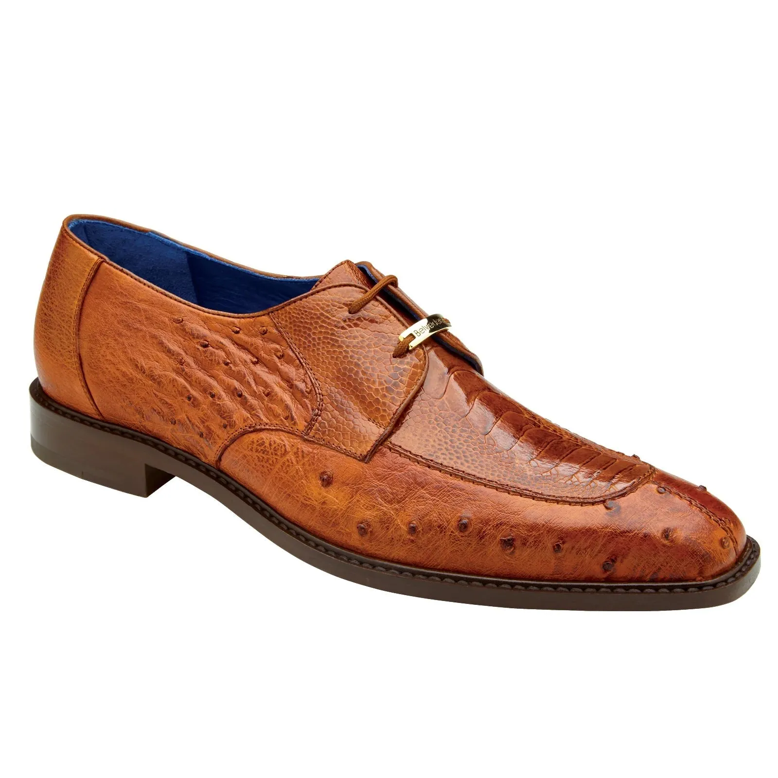 Men's Belvedere Bolero Ostrich Moc Toe Dress Shoe in Camel