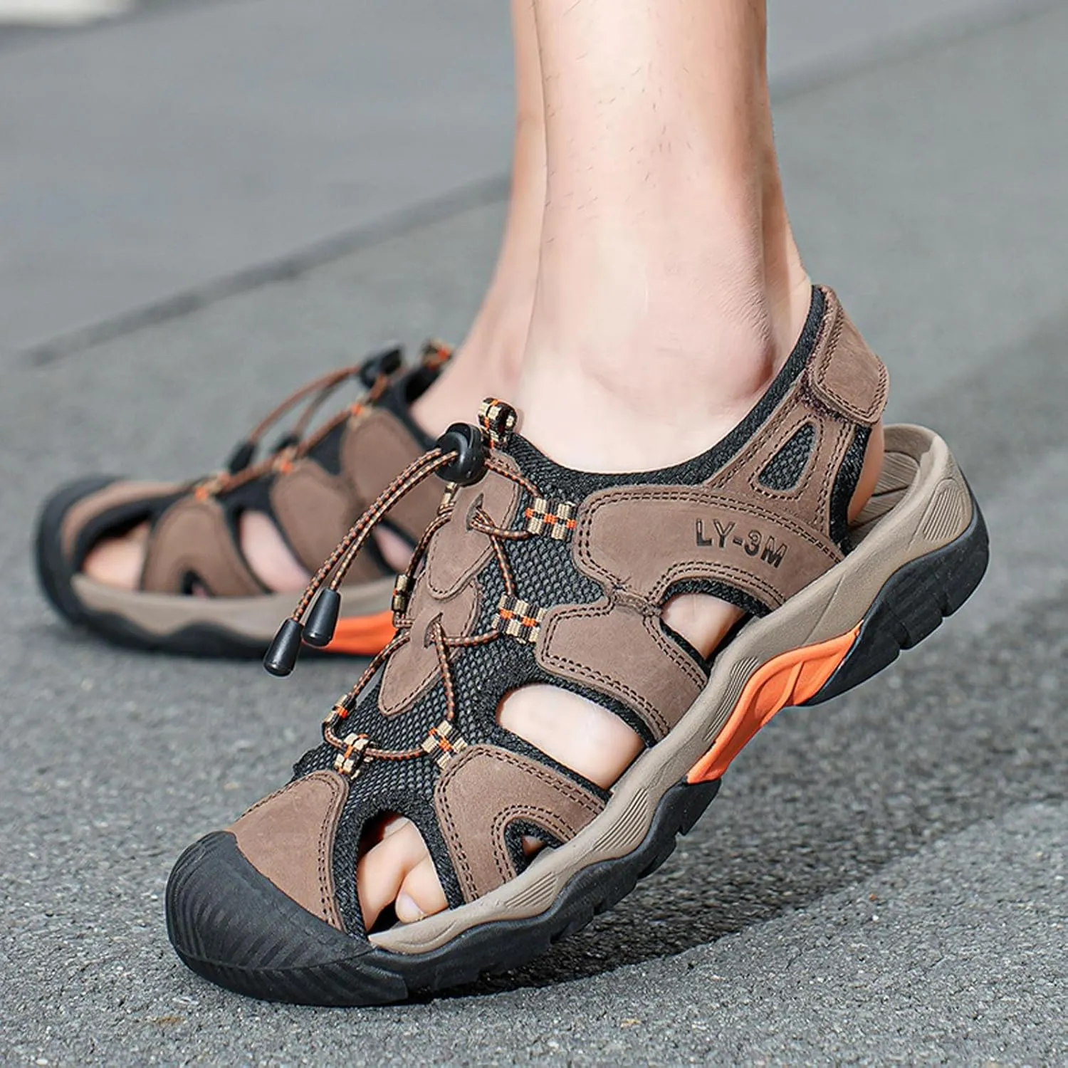 Men's Breathable Summer Sandals Comfortable Outdoor Walking Shoes Lightweight Sporty Beach Footwear for Travel