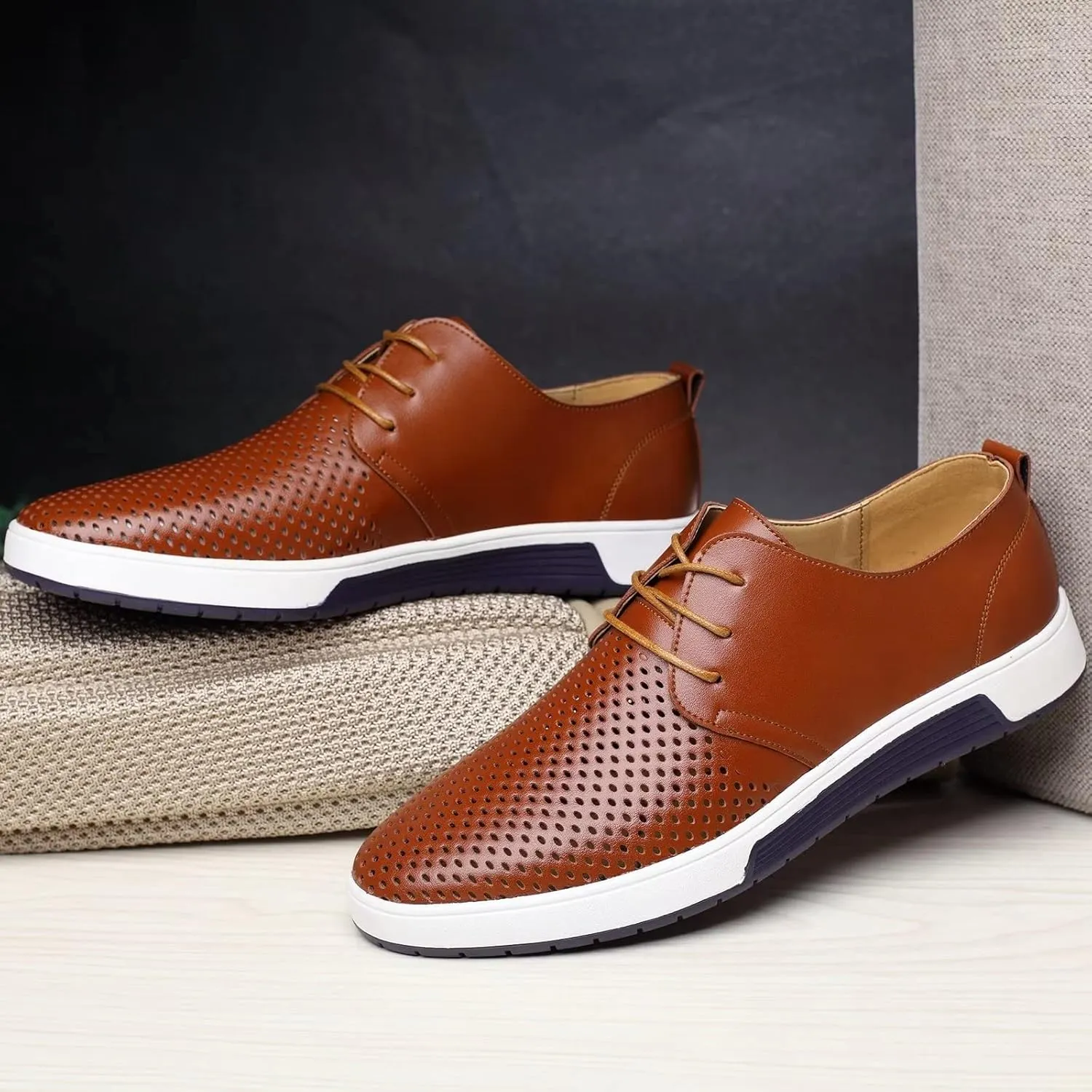 Men's Casual Oxford Shoes Lace-up Dress Shoes Comfortable Fashion Sneakers