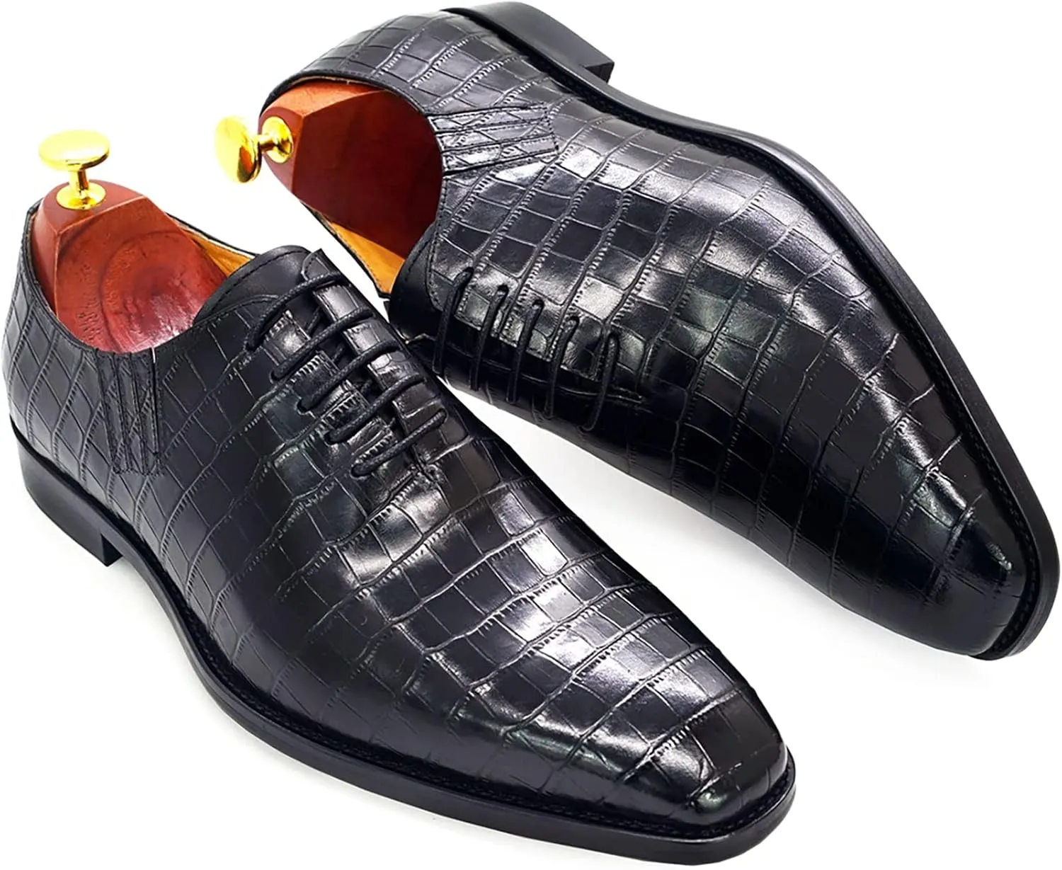 Mens Wedding Party Brogues Derbys Formal Dress Retro Oxfords Work Uniform Wingtip Leather Lace-ups,Black-47