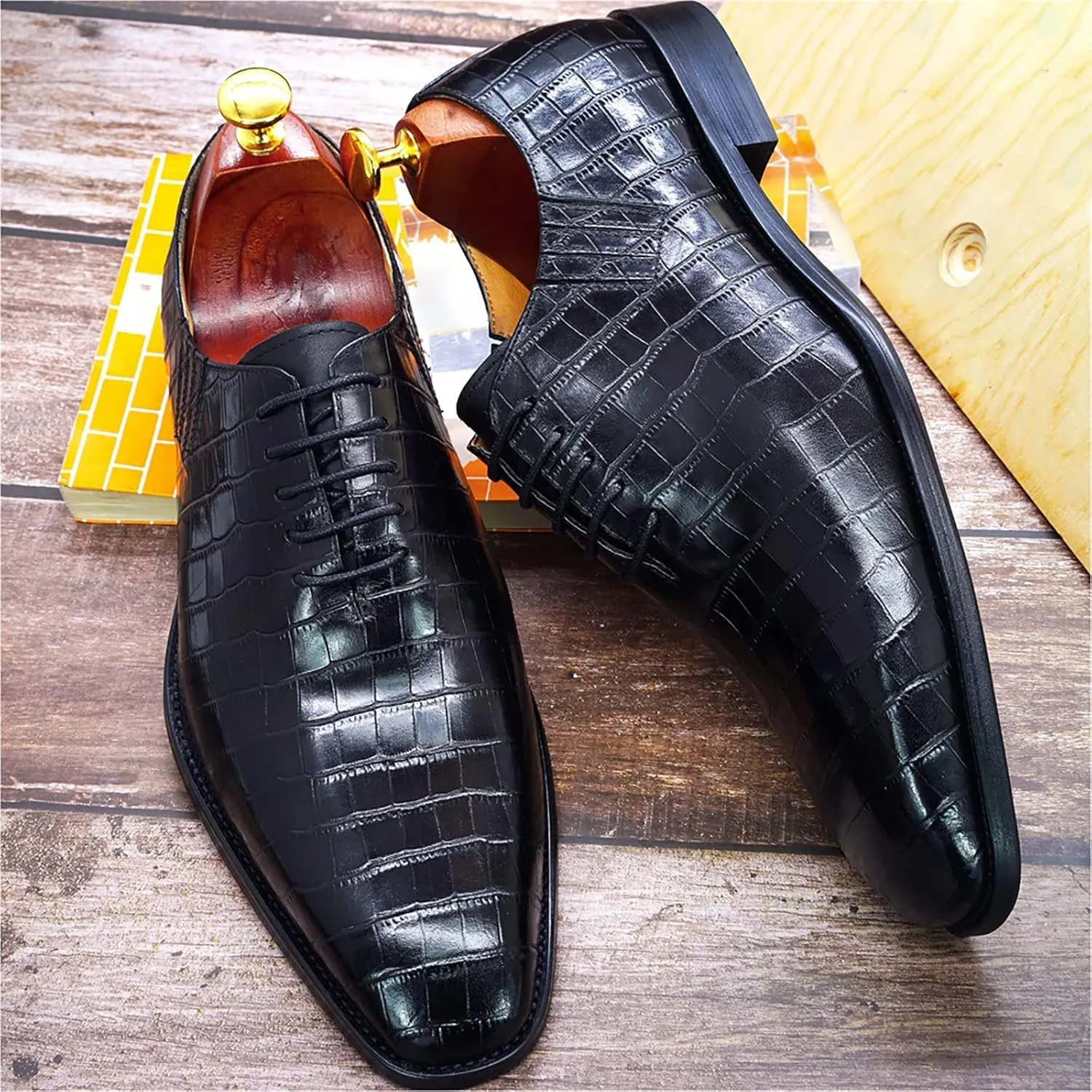 Mens Wedding Party Brogues Derbys Formal Dress Retro Oxfords Work Uniform Wingtip Leather Lace-ups,Black-47