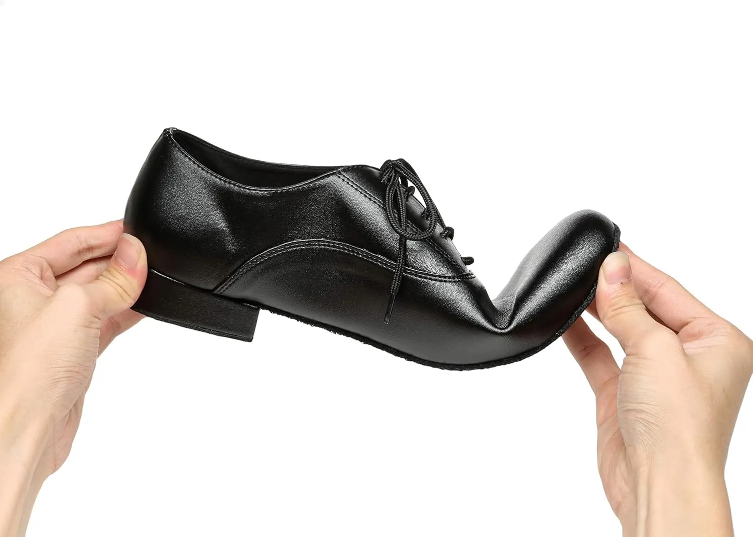 Minishion Dancing Shoes for Men 1" Standard Heel Leather Ballroom Dance Shoes