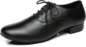 Minishion Dancing Shoes for Men 1" Standard Heel Leather Ballroom Dance Shoes