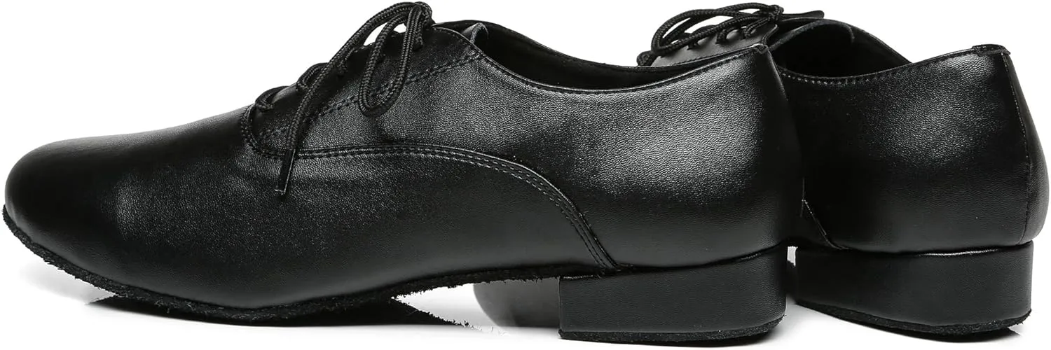 Minishion Dancing Shoes for Men 1" Standard Heel Leather Ballroom Dance Shoes