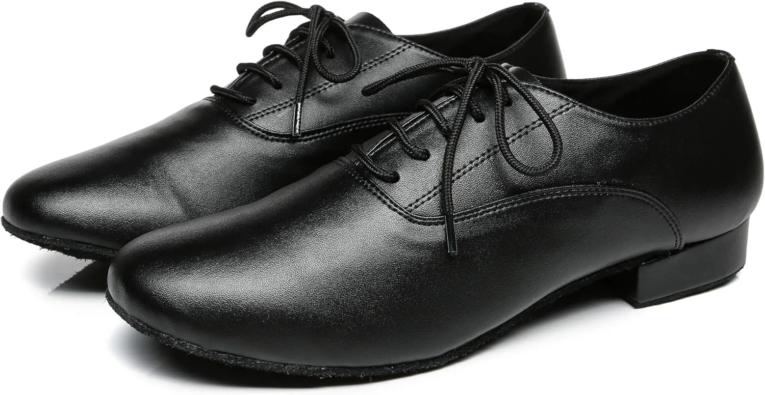 Minishion Dancing Shoes for Men 1" Standard Heel Leather Ballroom Dance Shoes