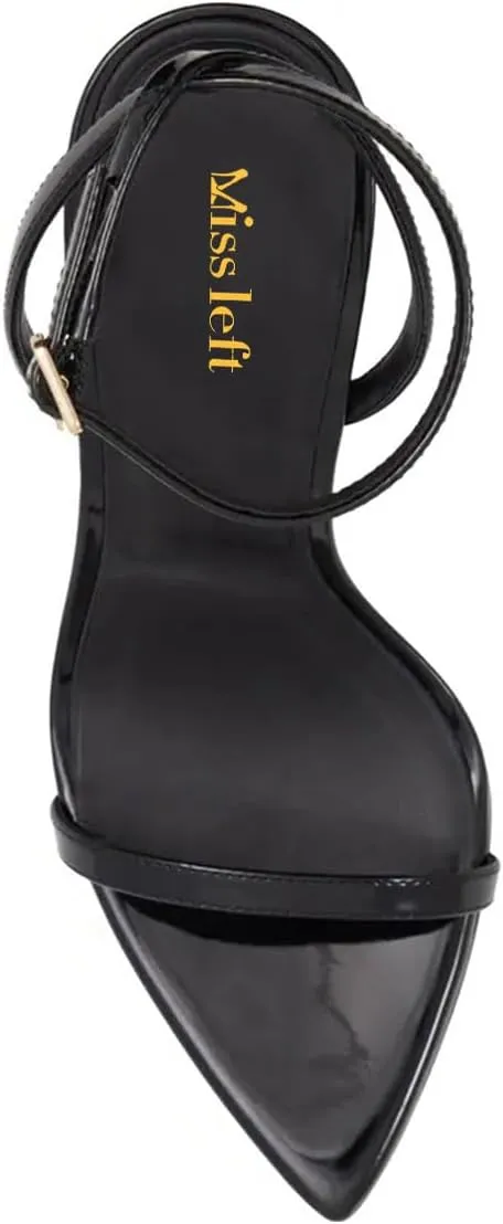 miss left Womens Open Pointed Toe Super High Heel Sandals Narrow Strap Buckle Stiletto Heels Pumps Chic Cocktail Club Dress Shoes Size 4-16 US