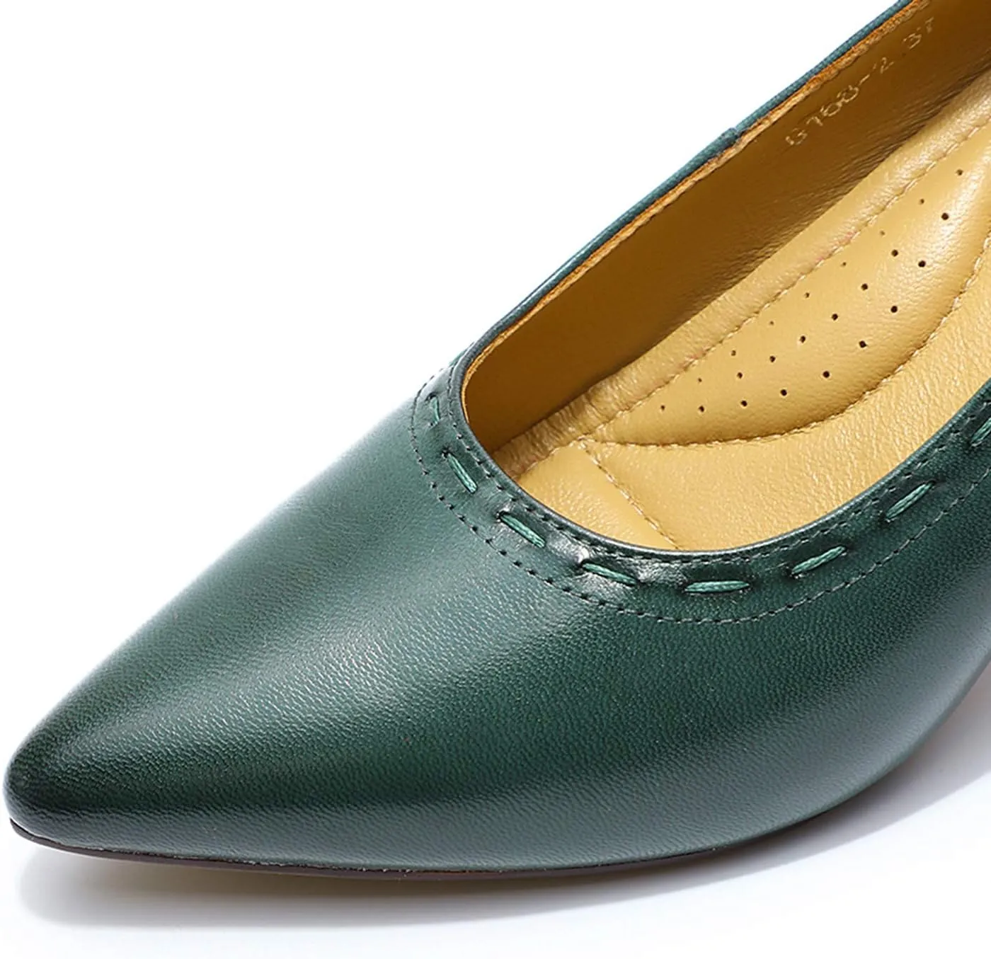 Mona flying Women's Leather Pointed Toe Dress Pumps Comfort High Heels Office Work Shoes for Ladies