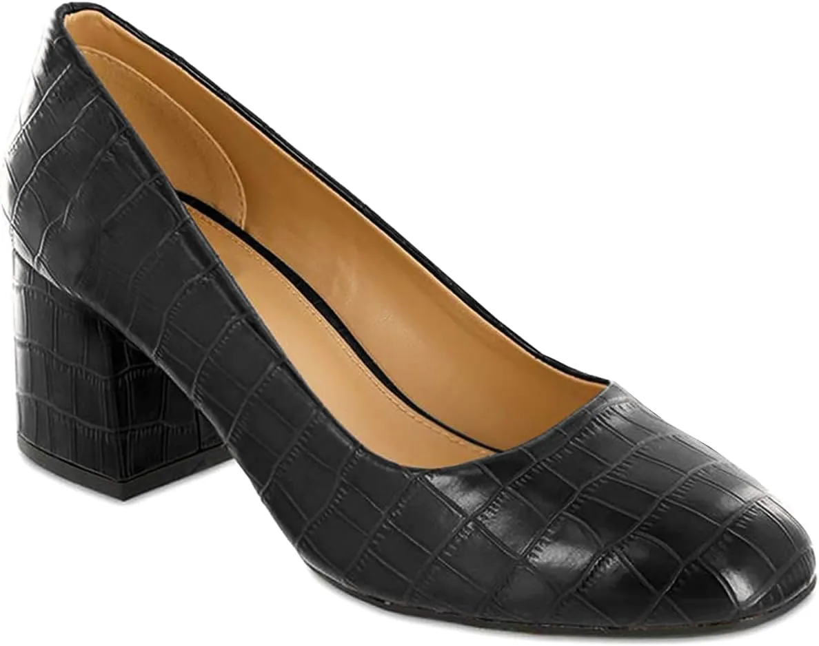 MOOMMO Women Classic Chunky Block Heel Suede Pumps Round Closed Toe Slip On 2" Low Thick Heels Dress Shoes Matte Patent Spring Fashion Office Ladies Work Pump Basic Shoe Elegant Wedding 4-11 M US