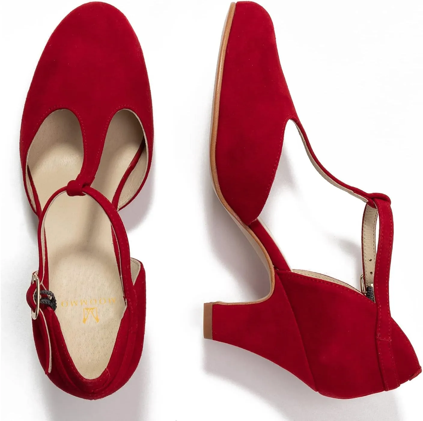 MOOMMO Women Elegant Kitten Heel Mary Jane Pumps Shoes Ankle T-Strap Round Closed Toe Cut-Out Dress Sandals Shoe Chunky Block Heels D-Orsay Suede Work Pump Fall fashion Office Wedding Spring 4-13 M US