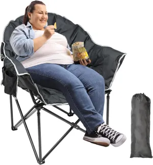 MOPHOTO Oversized Folding Camping Chair, Portable Oversize Camping Chairs for Adults, Fully Padded Folding Chairs Outdoor Sports, Lawn Chair Patio Lounge Chairs 500 LBS Capacity